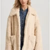 Loose fit faux fur jacket FBL010 123 01 Chalk