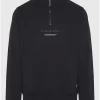 Relaxed fit half zip φούτερ με branded τύπωμα FBM010 011 06 Black (3)