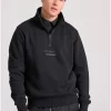 Relaxed fit half zip φούτερ με branded τύπωμα FBM010 011 06 Black (4)