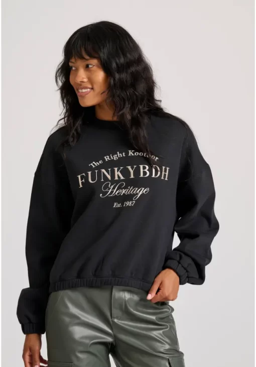 Relaxed fit φούτερ με Funky Buddha κέντημα FBL010 107 06 Black (2)