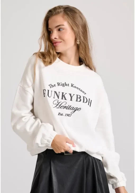 Relaxed fit φούτερ με Funky Buddha κέντημα FBL010 107 06 Off White