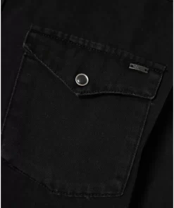 garment dyed denim πουκάμισο FBM010 052 05 Black (2)