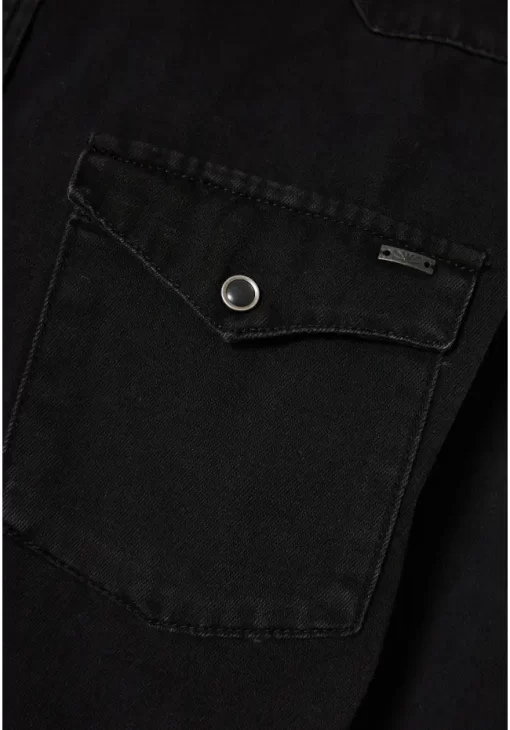 garment dyed denim πουκάμισο FBM010 052 05 Black (2)