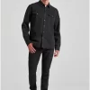 garment dyed denim πουκάμισο FBM010 052 05 Black (3)