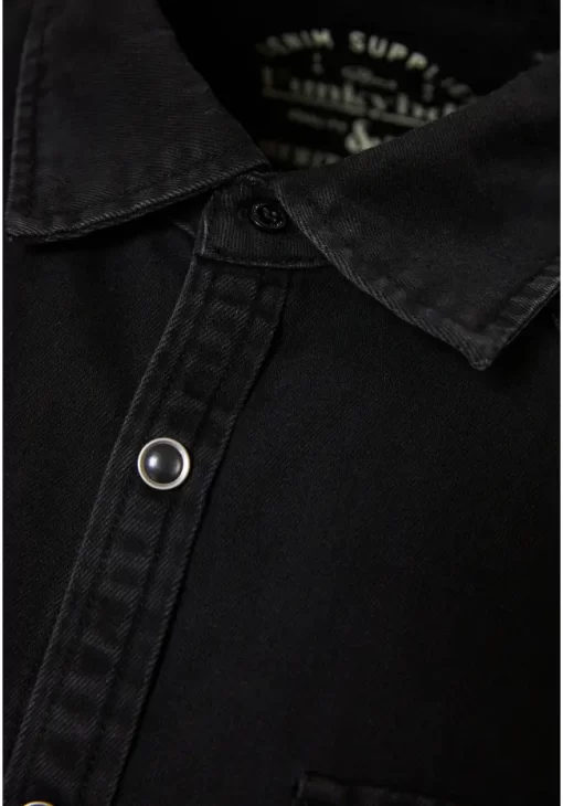 garment dyed denim πουκάμισο FBM010 052 05 Black