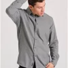 Ανδρικό μονόχρωμο flannel πουκάμισο FBM010 067 05 DK Grey