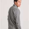 Ανδρικό μονόχρωμο flannel πουκάμισο FBM010 067 05 DK Grey (3)