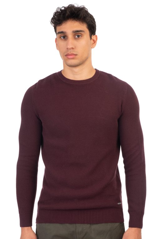 Πλεκτό με στρογγυλή λαιμόκοψη KNIT 8011 Aubergine (4)