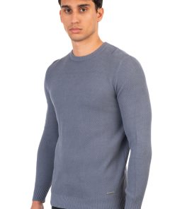 Πλεκτό με στρογγυλή λαιμόκοψη KNIT 8011 Indigo (2)