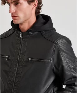 Biker μπουφάν από οικολογικό δέρμα (PU) FBM008 061 01 Black (2)