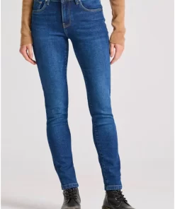 Skinny fit jean παντελόνι με ελαφρύ ξεθώριασμα FBL010 162 02 Blue Denim