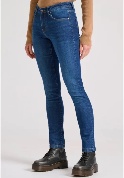 Skinny fit jean παντελόνι με ελαφρύ ξεθώριασμα FBL010 162 02 Blue Denim (3)