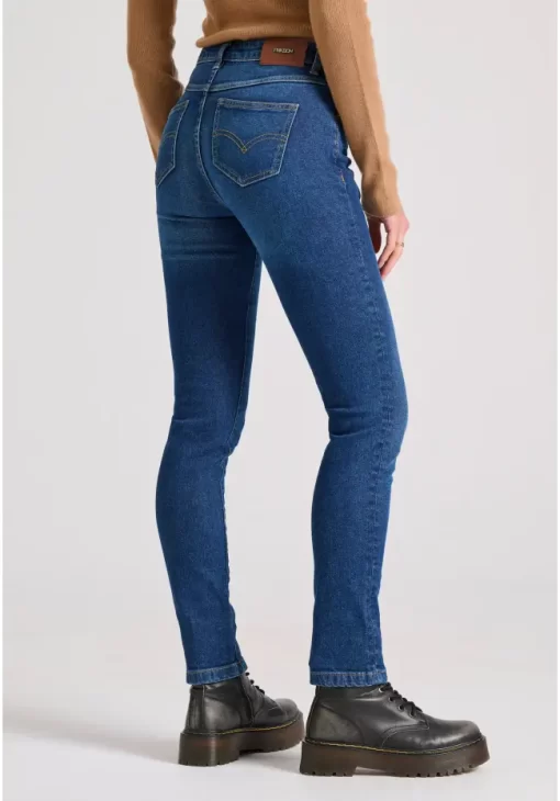 Skinny fit jean παντελόνι με ελαφρύ ξεθώριασμα FBL010 162 02 Blue Denim (4)