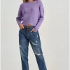 Πουλόβερ Cropped με στρογγυλή λαιμόκοψη FBL010 105 09 Royal Lilac (2)