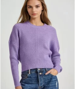 Πουλόβερ Cropped με στρογγυλή λαιμόκοψη FBL010 105 09 Royal Lilac