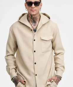 oversize πουκάμισο Cool Hooded 902547 Beige (3)